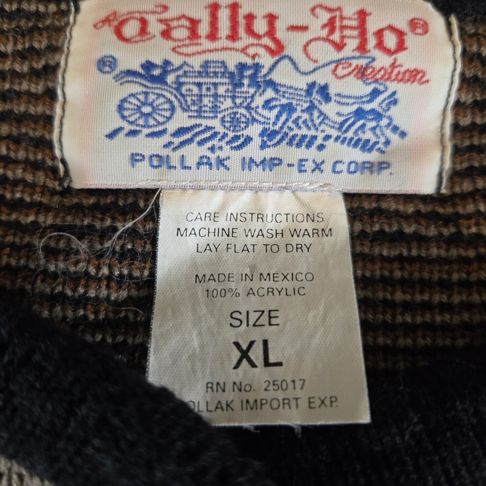 Tally Ho Vtg 90s Pollak Nova Check Plaid Cardigan XL Academia Preppy Old Money - Picture 3 of 6